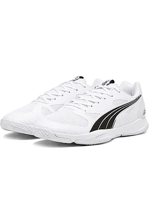 PUMA Unisex Attacourt Indoor Court Shoe, White Black Concrete Gray, 47 EU
