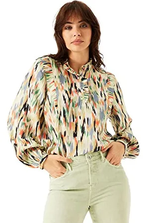 Garcia Damen Shirt Long Sleeve Bluse, Whitecap, XL