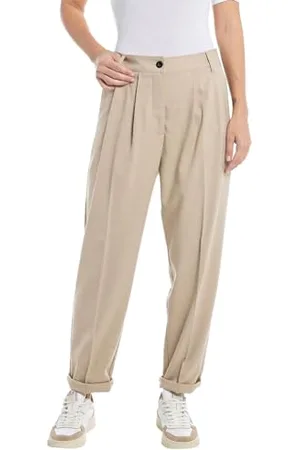 Replay Damen Stoffhose Baggy, (Beige), 33