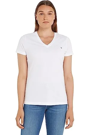 Tommy Hilfiger Damen T-Shirt Kurzarm Heritage V-Ausschnitt, , S
