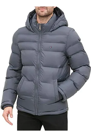 Tommy Hilfiger Herren Hooded Puffer Jacket Daunenalternativer Mantel, , XL