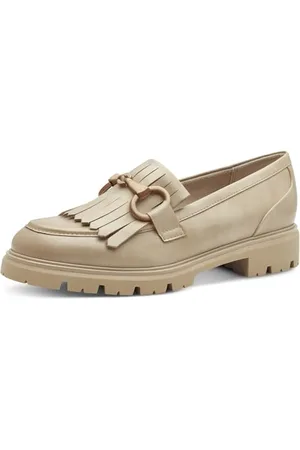 Marco Tozzi Damen Loafer mit Absatz mit Plateausohle Vegan, Beige , 40 EU