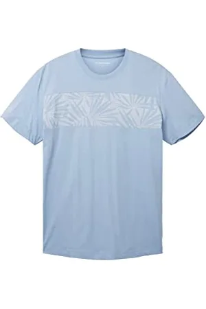 TOM TAILOR Herren 1036436 T-Shirt mit Palmen-Print, 26320-Stonington Blue, XXL