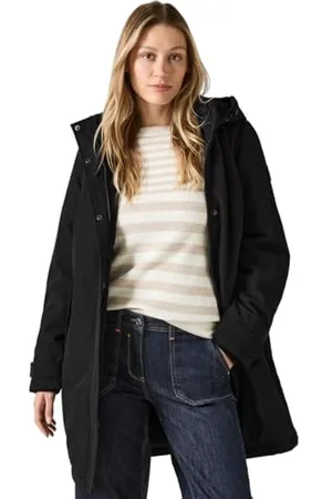 CECIL Damen B101037 Parka mit Abnehmbarer Kapuze, Black, M
