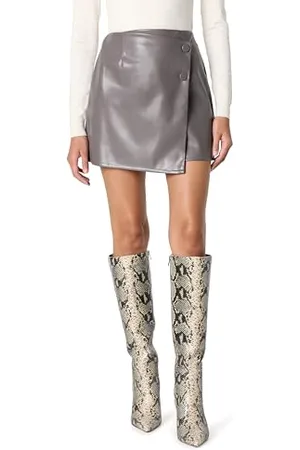 THE DROP Portia Mini-Wickelrock aus Veganem Leder Rock, , XXL