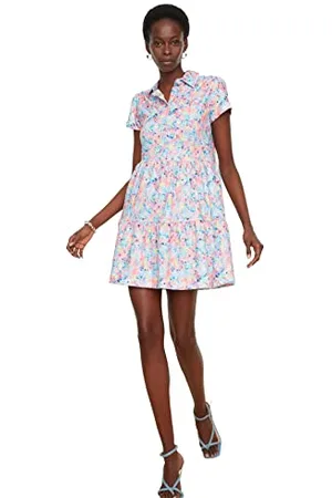 Trendyol Damen Pink Flowering Knitted Casual Dress, , S EU
