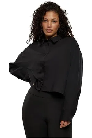 Urban classics Damen TB6065-Ladies Cropped Oversized Blouse Bluse, Black, 3XL