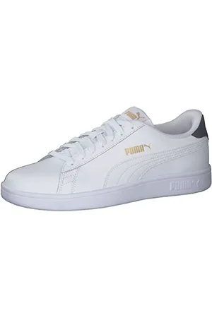 PUMA Unisex Smash v2 L Low-Top, White- White-Peacoat- Team Gold, 46 EU