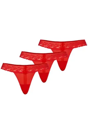 Teyli Damen String Tanga aus Mesh mit Spitze 3er Pack S