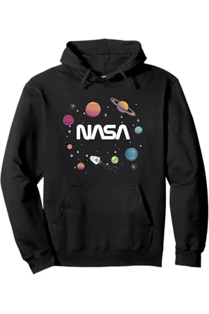 Nasa Faded Rainbow Planets Vintage Shuttle In Orbit Badge Pullover Hoodie
