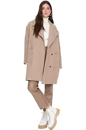 Trendyol Damen Damen Regular Parkas Plain Webstoff Mantel Coat, , 36 EU