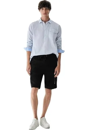 LTB Herren Shorts Modern Fit Celata - Mittlere Taille Pull On Cargoshorts aus Baumwollmischung - Schwarz Größe S