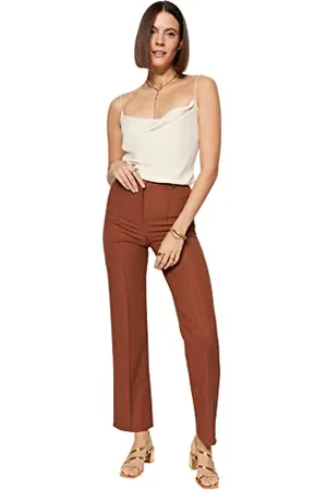Trendyol Damen Woman Basics High Waist Leg Straight Trousers Hose, , 38