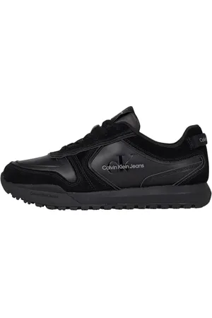 Calvin Klein Herren Runner Sneaker Toothy Irregular Lines aus Wildleder, Schwarz (Triple Black), 46