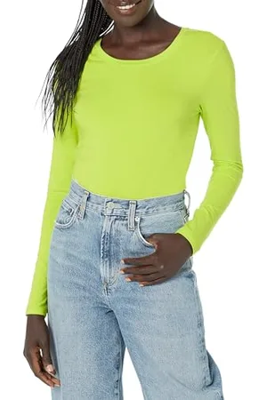 Amazon Damen Langärmeliges T-Shirt mit Rundhalsausschnitt, Klassischer Schnitt (Erhältlich in Übergröße), , XS