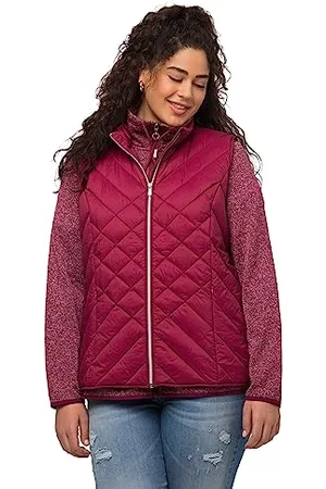 Ulla Popken Damen HYPRAR Steppweste, wasserabweisend, Stehkragen, recycelt Westen, , 46-48