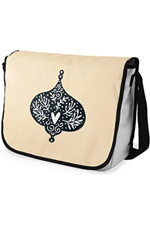Bonamaison Le Jardin du Lin Digital Bedruckte Messenger Schultaschen mit Schwarzem Riemen für Mädchen und Jungen, Zurück zur Schule, Kuriertaschen für Schüler, Umhängetaschen, Größe: 29x36 Cm