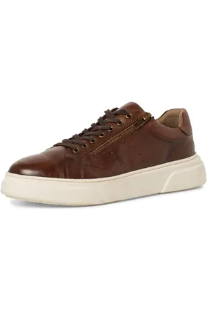 Marco Tozzi By Guido Maria Kretschmer Herren Sneaker flach aus Leder mit Reißverschluss, Braun , 43 EU