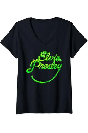 Elvis Presley Official Retro Script T-Shirt mit V-Ausschnitt