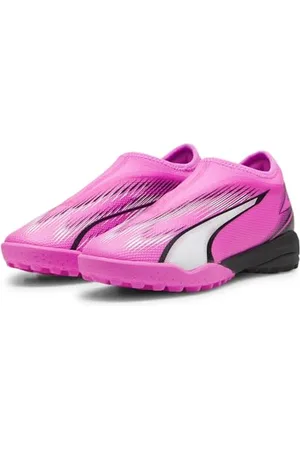 PUMA Ultra Match LL TT + Mid Jr Soccer Shoe, Poison Pink White Black, 38.5 EU