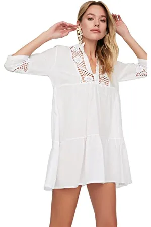 Trendyol Damen Spitze Voile Strandkleid Dress, , 40 EU