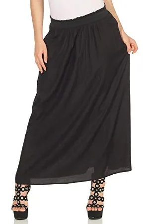 ONLY Damen Maxi Falten Rock | Einfarbiger Plissee Skirt mit Gummizug | Wadenlanges Basic ONLVENEDIG, Farben: , Größe:L