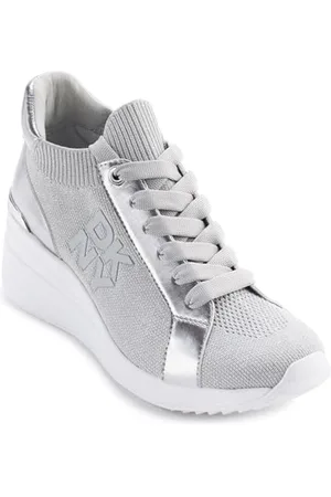 DKNY Damen Kasia-Lace Up Wedge Sneaker, Grey/Silver, 41 EU