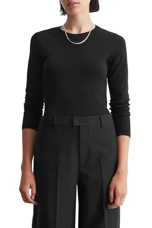 Marc O’ Polo Marc OߴPolo Denim Damen Langarmshirt mit Stretch-Anteil Slim Fit, Schwarz (Black), XL