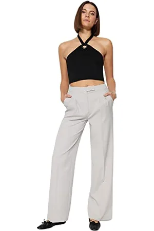 Trendyol Damen Damenhose, Normale Taille, gerades, weites Bein Hose, , 66