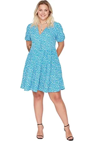 Trendyol Damen Mini Smock Regular Plus Size Dress Kleid, , X-Large