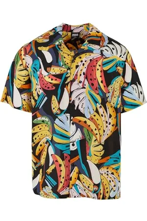 Urban classics Herren Hemd Viscose AOP Resort Shirt, lässiges Hemd für Männer, mit floralem Print, , 4XL