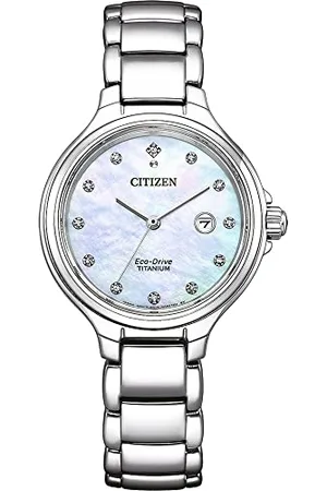 Citizen Damen Analog Quarz Uhr mit Titan Armband EW2680-84D