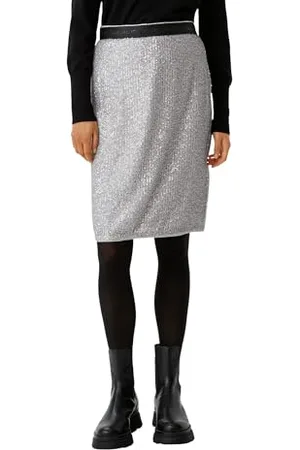 Comma, Midi-Chiffon-Rock mit Pailletten