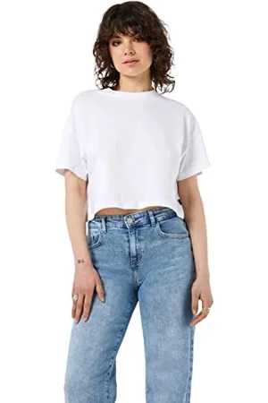 Noisy May Damen Nmalena S/S O-neck Semicrop Top Fwd Noos T Shirt, , S EU