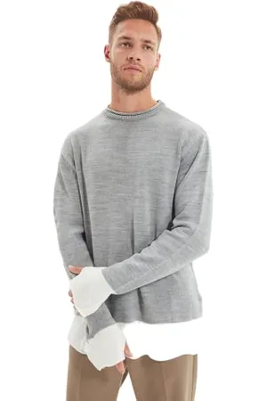 Trendyol Herren Normaler Pullover mit Rundhalsausschnitt und Colorblock Sweatshirt, , X-Large