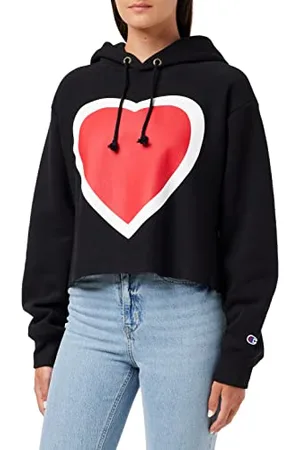 Champion Damen Reverse Weave Cropped Cut-off Hoodie Kapuzenpullover, , M