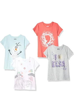 Amazon Disney | Marvel | Star Wars | Frozen | Princess Mädchen Kurzärmelige T-Shirts, 4er-Pack, , 5 Jahre
