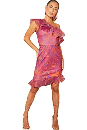 Chi Chi London Damen Figurbetontes Minikleid mit Rüschen und Blumenmuster Kleid für besondere Anlässe, , 40