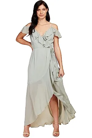 Little Mistress Damen Rüschen Maxi Brautjungfernkleid, 42