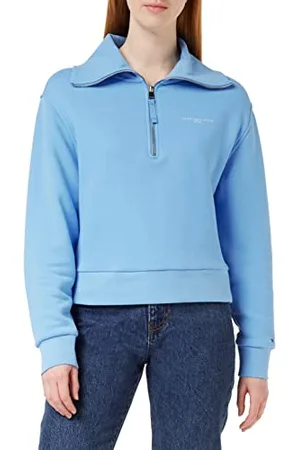 Tommy Hilfiger Damen Sweatshirt mit Reißverschluss Zipper 1985 Halber Zipper, , L