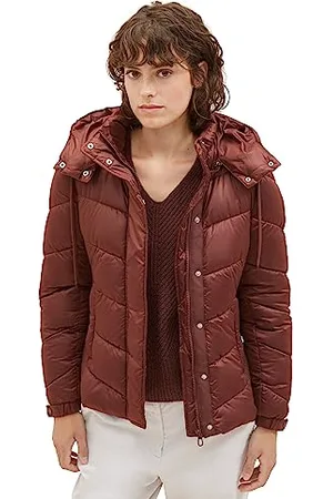 TOM TAILOR Damen 1037565 Steppjacke mit Abnehmbarer Kapuze, 30337-raisin, L