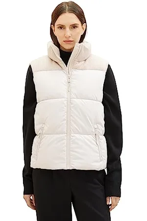 TOM TAILOR Damen 1038676 Steppweste mit Strickeinsatz & Stehkragen, 16339-clouds Grey, XL