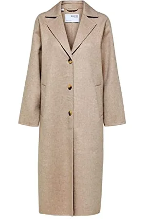 SELECTED Damen Slfnew Tama Handmade Wool Coat B Noos Mantel, Sandshell, 36 EU