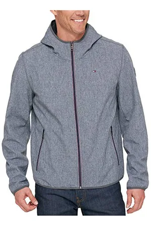 Tommy Hilfiger Herren Lightweight Water-Resistant Performance Soft Shell Jacket (Regular and Big & Tall(Windbreaker Jacke, Meliert, Grau, XXL