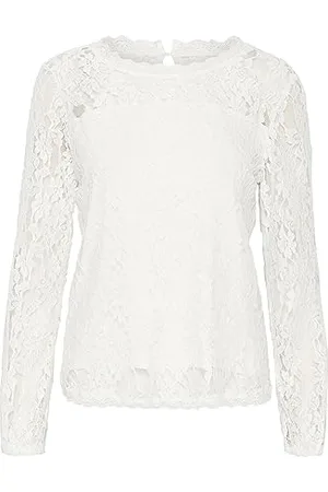 Cream Kurzarm-Bluse CRKit Damen Bluse Elegant Spitzen Rundhals Langarm Spitzenbluse S
