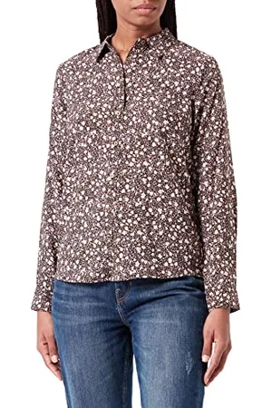 Garcia Damen Shirt Long Sleeve Bluse, Black, XL
