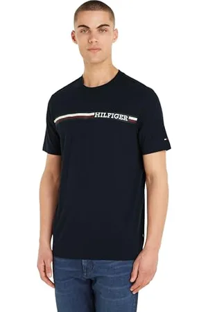 Tommy Hilfiger Herren T-Shirt Kurzarm Monotype Chest Stripe Tee Rundhalsausschnitt, , S
