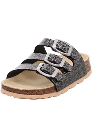 Superfit Mädchen FUSSBETTPANTOFFEL Hausschuhe, SCHWARZ/SILBER 0100