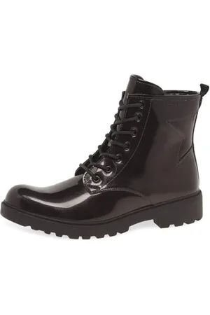Geox J Casey Girl Ankle Boot, DK Burgundy/Black, 31 EU