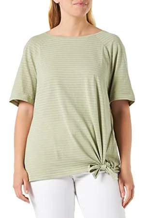 Gerry Weber Damen T-Shirt mit Knotendetail Kurzarm, Raglanarm unifarben, gestreift 38